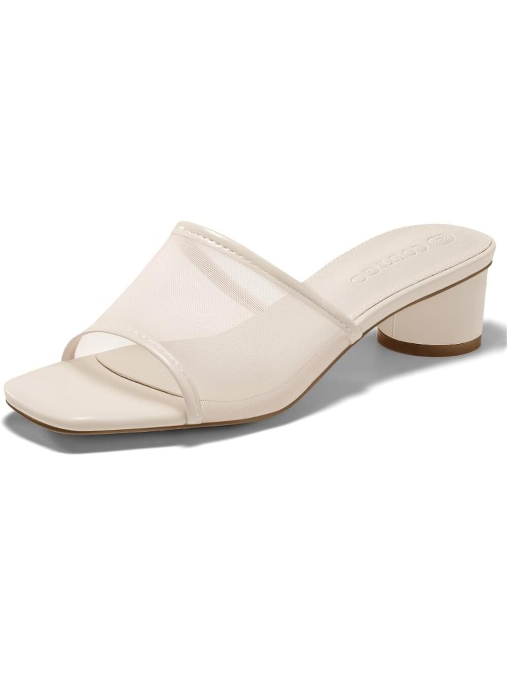 Women's Nude Comfortable Suitable Square Open Toe Chunky Heel Slide Sandals